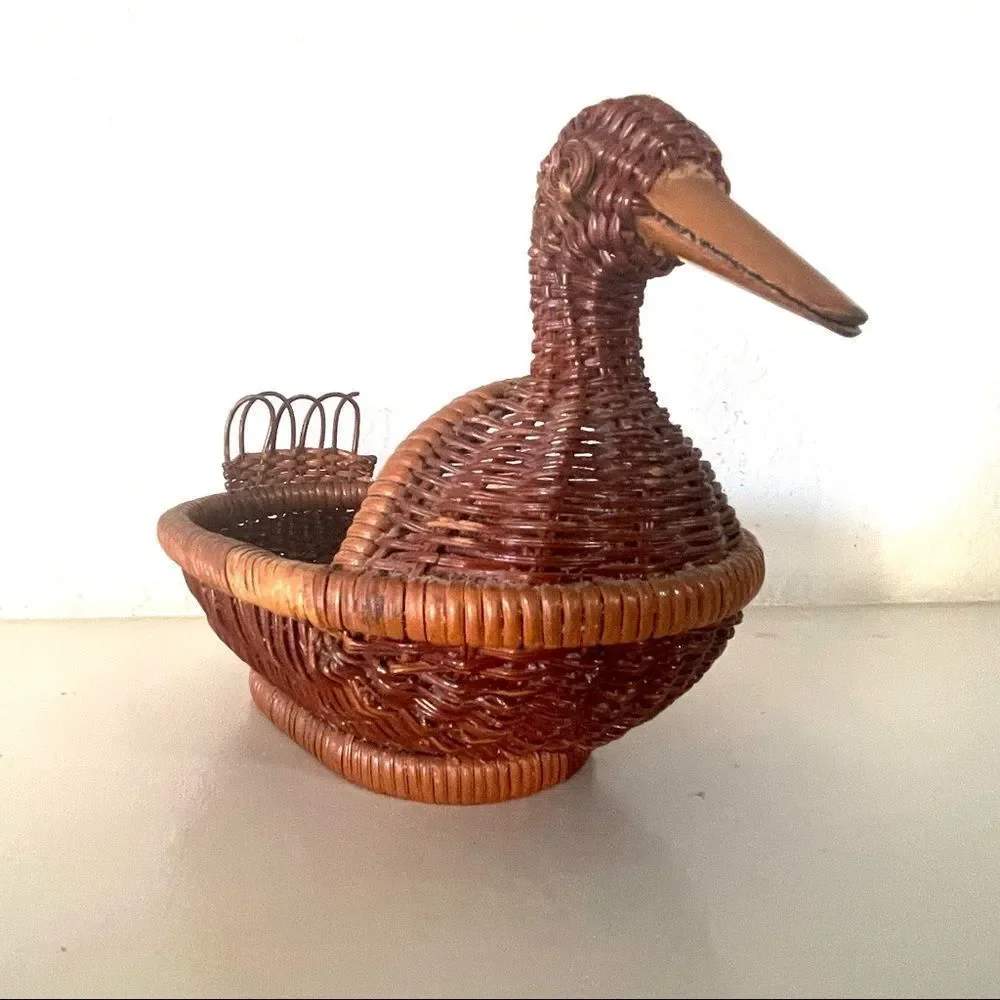 Vintage duck rattan basket